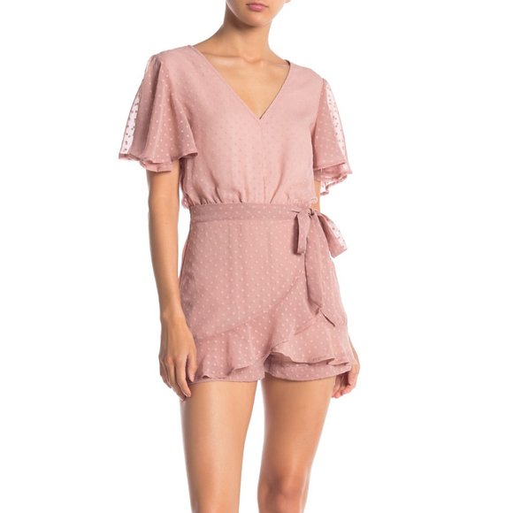 Good Luck Gem Pants - GOOD LUCK GEM Flutter Sleeve Polka Dot Romper L